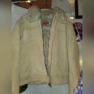 Unionbay Beige Jacket with Faux Fur Collar
